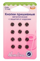 421.6 Кнопки пришивные металлические c защитой от коррозии, черный, 6 мм, 12 пар